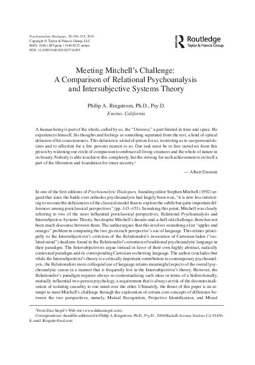 (PDF) Meeting Mitchell's Challenge: A Comparison of Relational ...