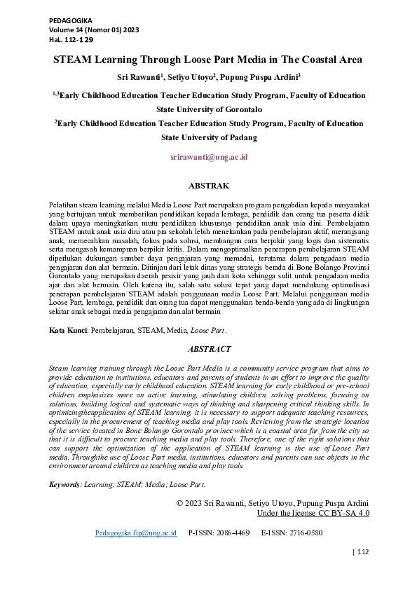 (PDF) Steam Learning Training Through Loose Part Media in The Coastal Area