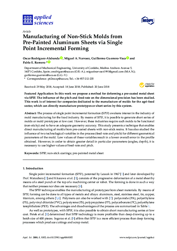 (PDF) Manufacturing of Non-Stick Molds from Pre-Painted Aluminum Sheets ...