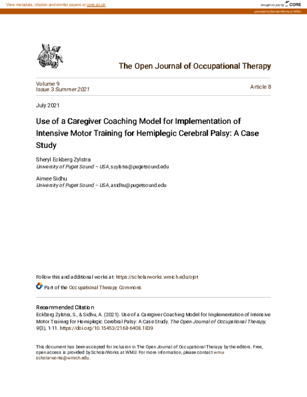 (PDF) Use of a Caregiver Coaching Model for Implementation of Intensive ...