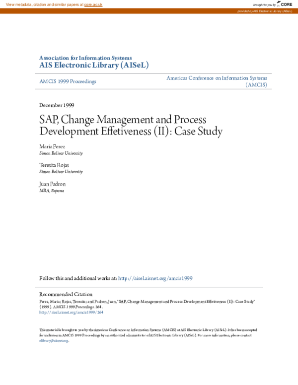 (PDF) SAP, change management and process development effectiveness (II ...