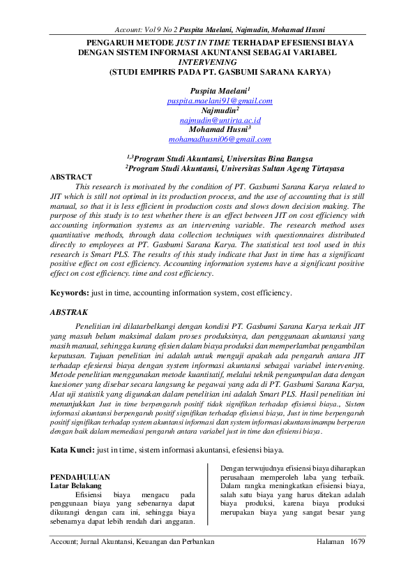 (PDF) Metode Just In Time Terhadap Efesiensi Biaya dengan Sistem ...