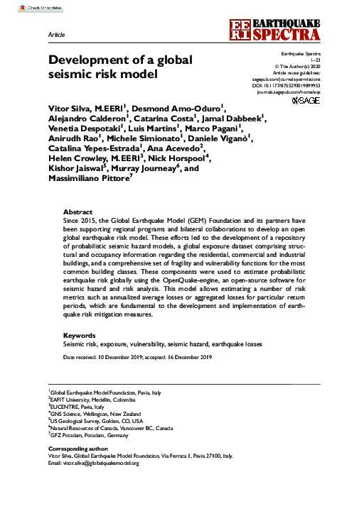 (PDF) Development of a global seismic risk model