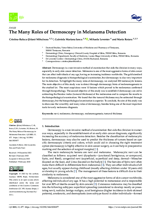 (PDF) The Many Roles of Dermoscopy in Melanoma Detection
