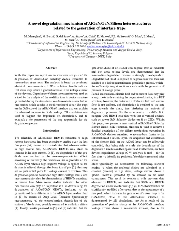 (PDF) A novel degradation mechanism of AlGaN/GaN/Silicon ...