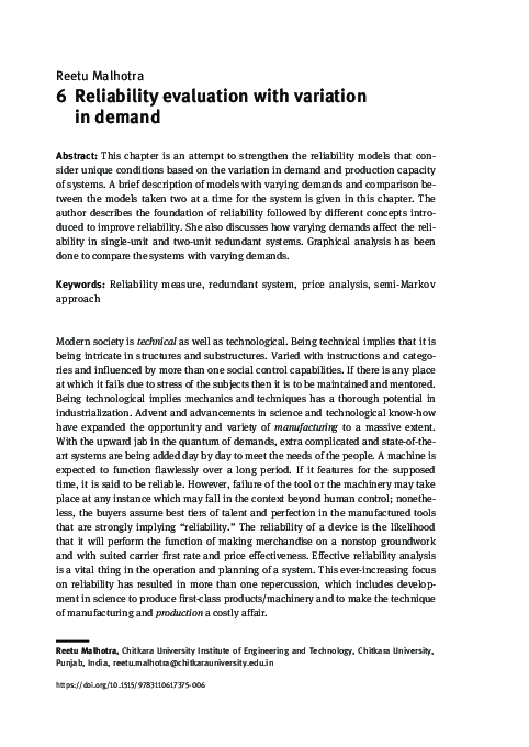 (PDF) Reliability evaluation with variation in demand