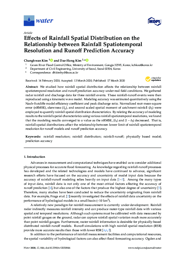 (PDF) Effects of Rainfall Spatial Distribution on the Relationship ...