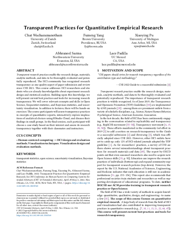 (PDF) Transparent Practices for Quantitative Empirical Research