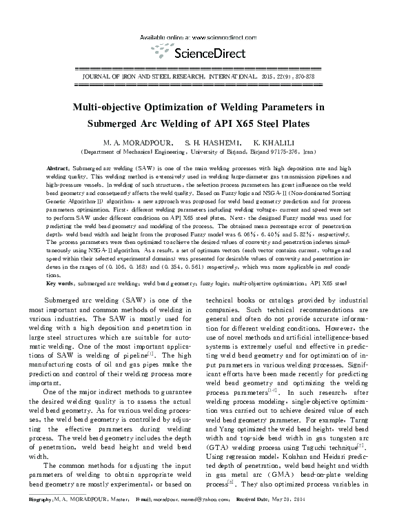 (PDF) Multi-objective Optimization of Welding Parameters in MMAW for ...