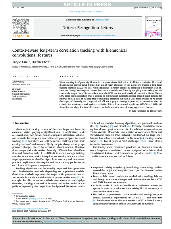 (PDF) Context-aware long-term correlation tracking with hierarchical ...