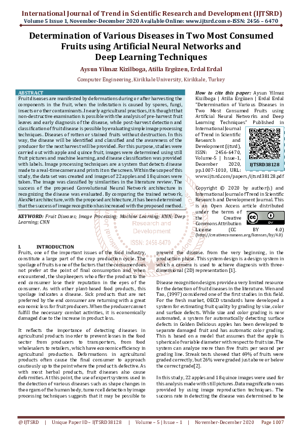(PDF) Determination of Various Diseases in Two Most Consumed Fruits ...