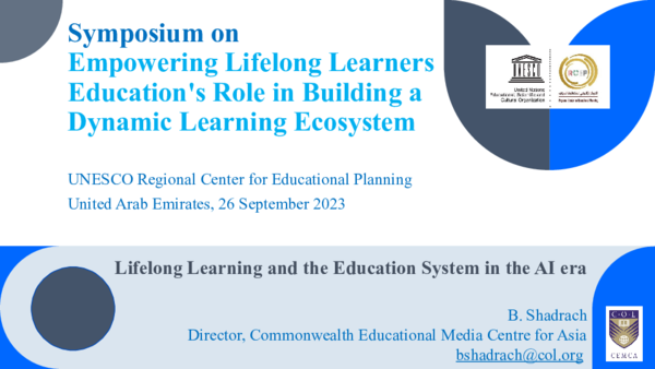 (PPT) Lifelong Learning and the Education Systems in the AI Era