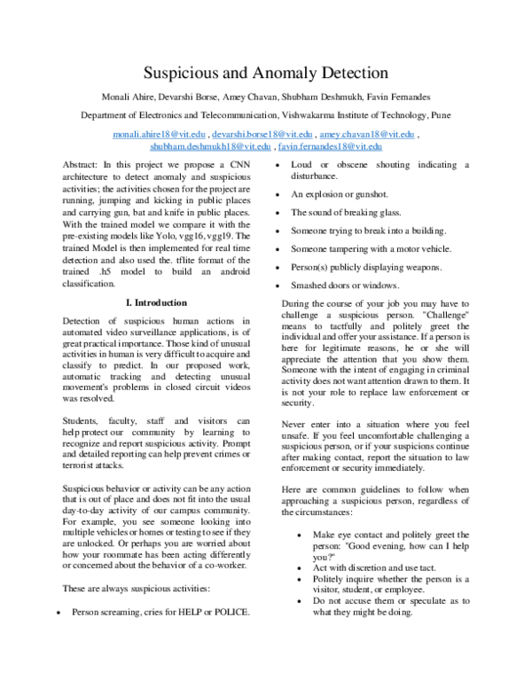 Pdf Suspicious And Anomaly Detection