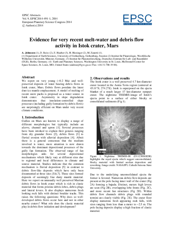 (PDF) Evidence for very recent melt-water and debris flow activity in ...