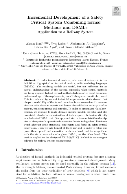 (PDF) Incremental Development of a Safety Critical System Combining ...