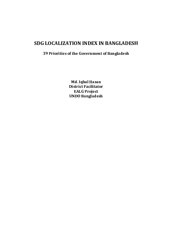 (DOC) SDG Localization Index in Bangladesh