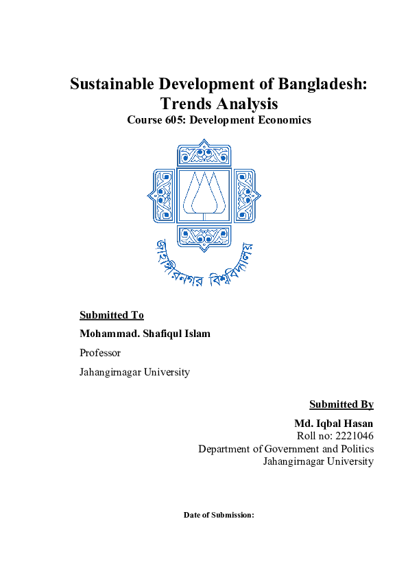 (DOC) Sustainable Development of Bangladesh
