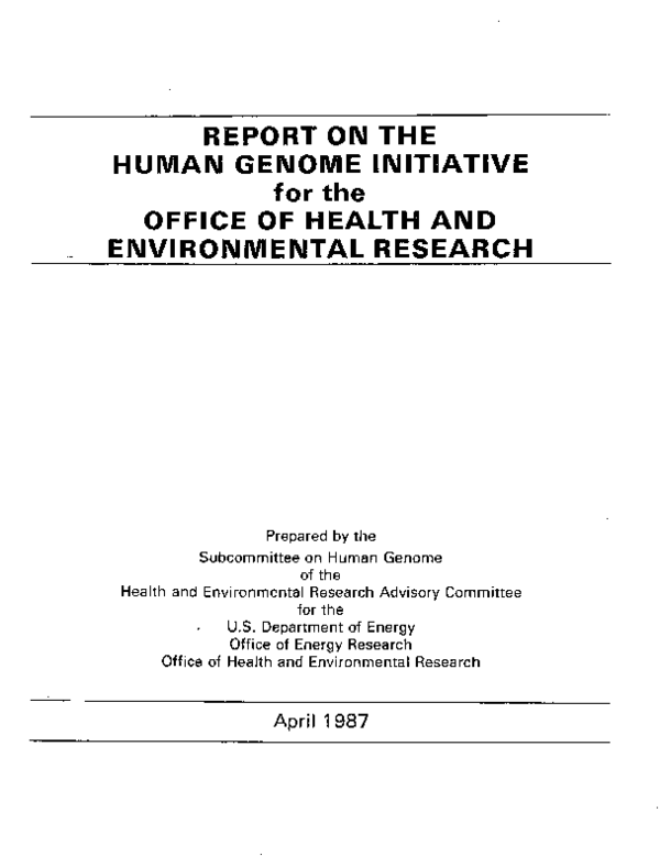 (PDF) Report on the Human Genome Initiative