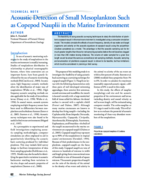 (PDF) Acoustic Detection of Small Mesoplankton Such as Copepod Nauplii ...