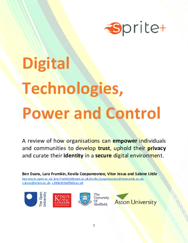 (PDF) Digital Technologies, Power and Control