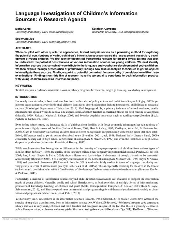 (PDF) Language investigations of children's information sources: A ...