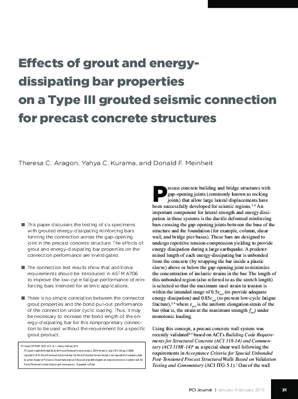 (PDF) Effects of Grout and Energy Dissipating Bar Properties on a Type ...