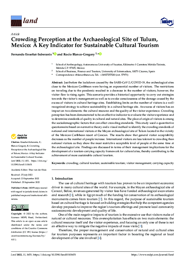 (PDF) Crowding Perception at the Archaeological Site of Tulum, Mexico ...