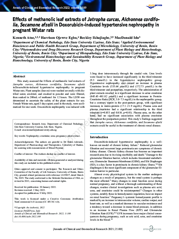 (PDF) Effects of methanolic leaf extracts of Jatropha curcas ...