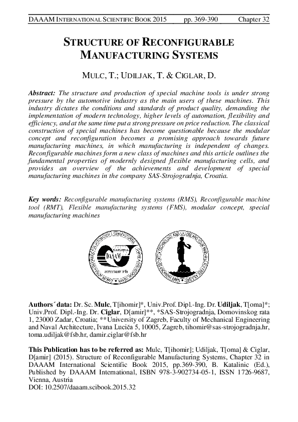 (PDF) Structure of Reconfigurable Manufacturing Systems