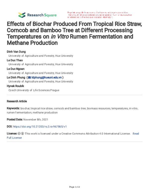 (PDF) Effects of biochar produced from tropical rice straw, corncob ...