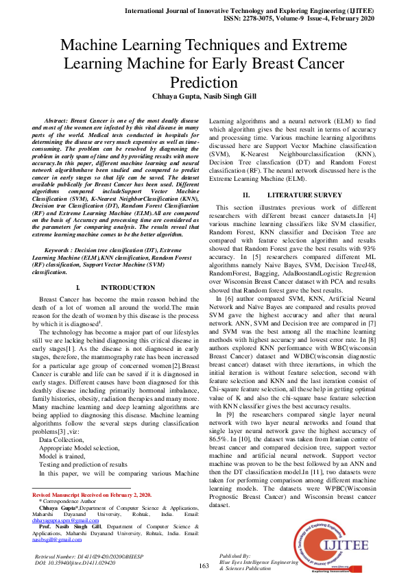 (PDF) Machine Learning Techniques and Extreme Learning Machine for ...