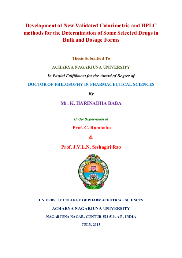 (PDF) Development of new validated colorimetric and hplc methods for ...