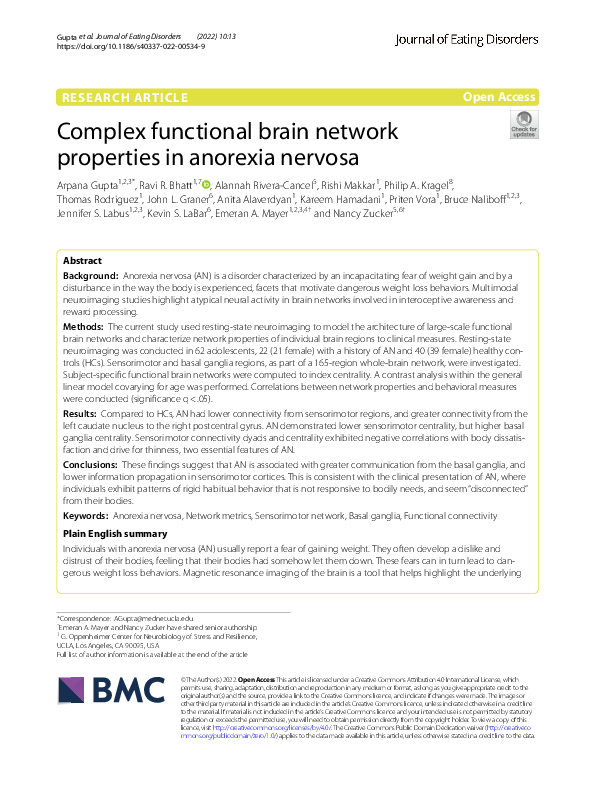 (PDF) Complex functional brain network properties in anorexia nervosa ...