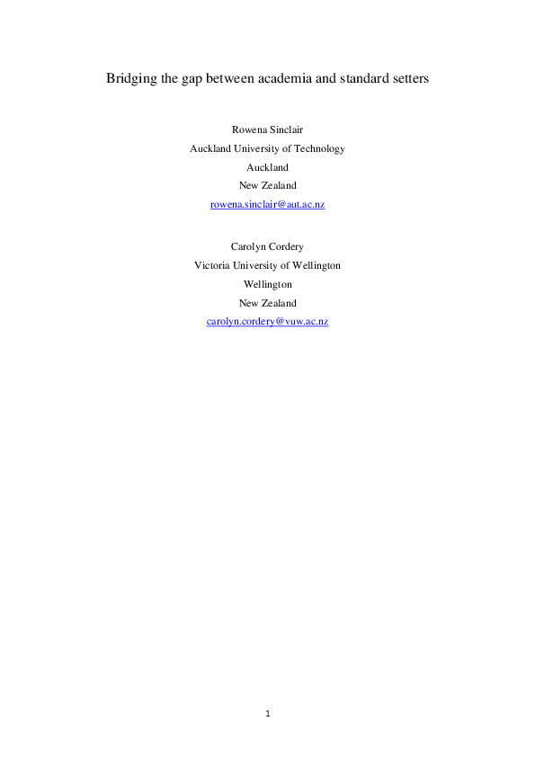 (PDF) Bridging the gap between academia and standard setters