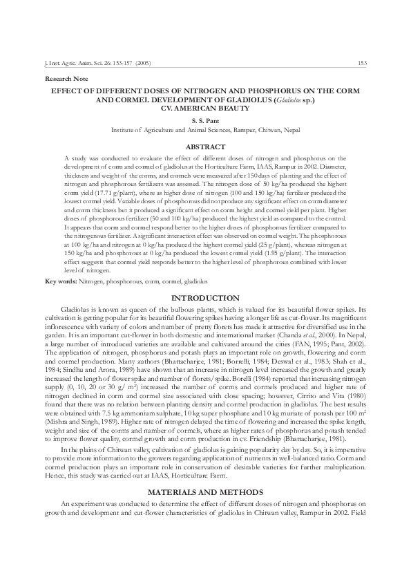 (PDF) Effect of Different Doses of Nitrogen and Phosphorus on Growth ...