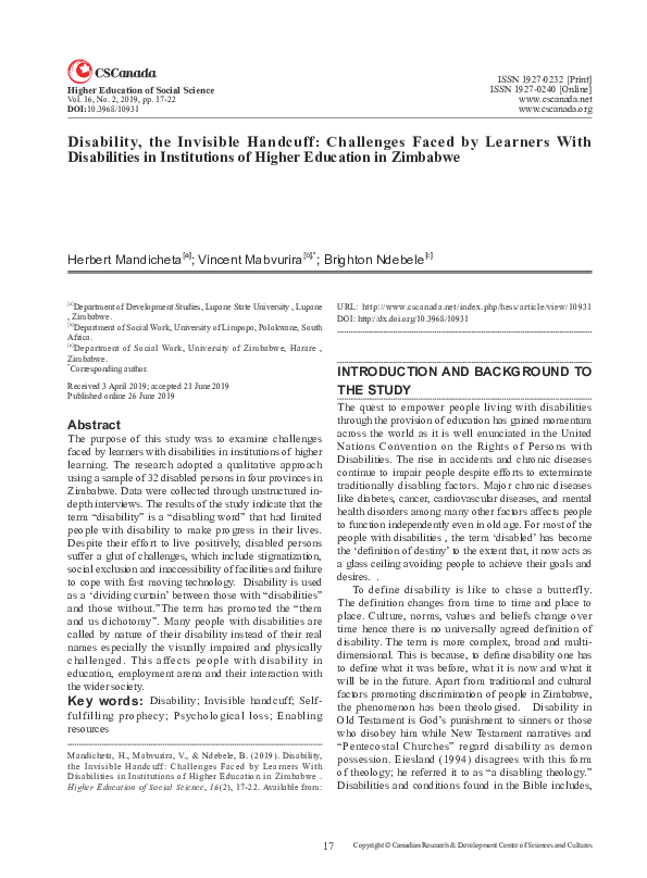 Pdf Funding And Inclusion In Higher Education Institutions For