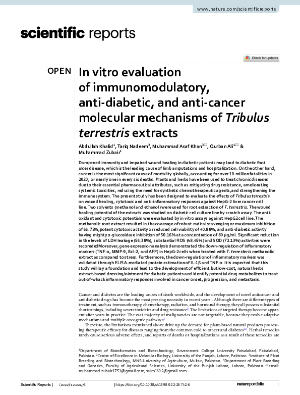 (PDF) In vitro evaluation of immunomodulatory, anti-diabetic, and anti ...