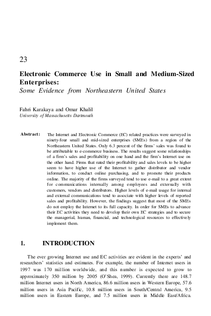 (PDF) Electronic Commerce Use in Small and Medium-Sized Enterprises