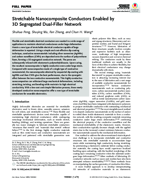 (PDF) Stretchable Nanocomposite Conductors Enabled by 3D Segregated ...