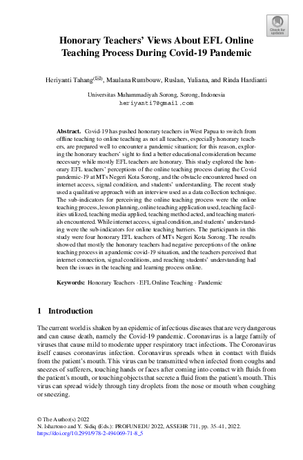 (PDF) Honorary Teachers’ Views About EFL Online Teaching Process During ...