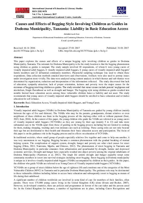 (PDF) Causes and Effects of Begging Style Involving Children as Guides ...
