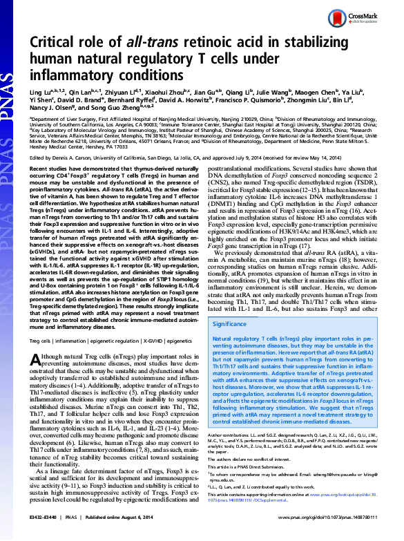 (PDF) Critical role of all-trans retinoic acid in stabilizing human ...