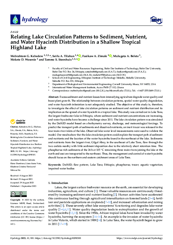 (PDF) Relating Lake Circulation Patterns to Sediment, Nutrient, and ...