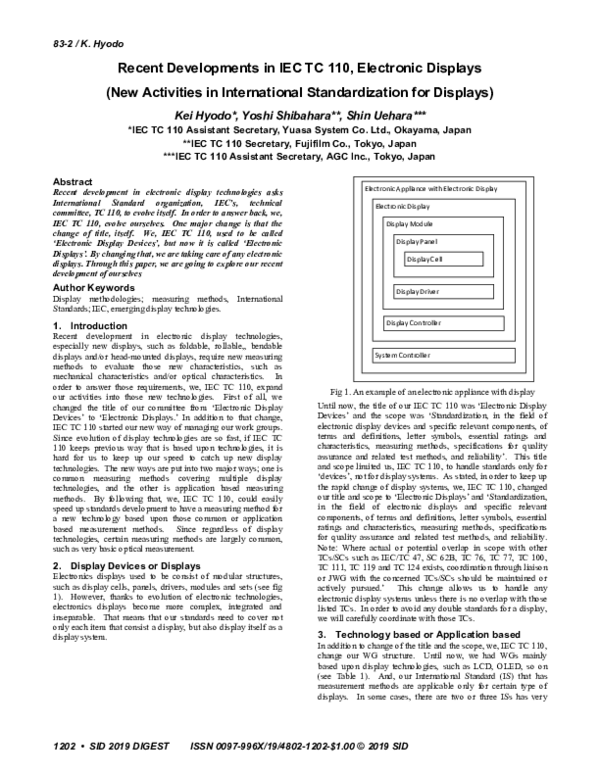 (PDF) 83‐2: Recent Developments in IEC TC 110, Electronic Displays (New ...