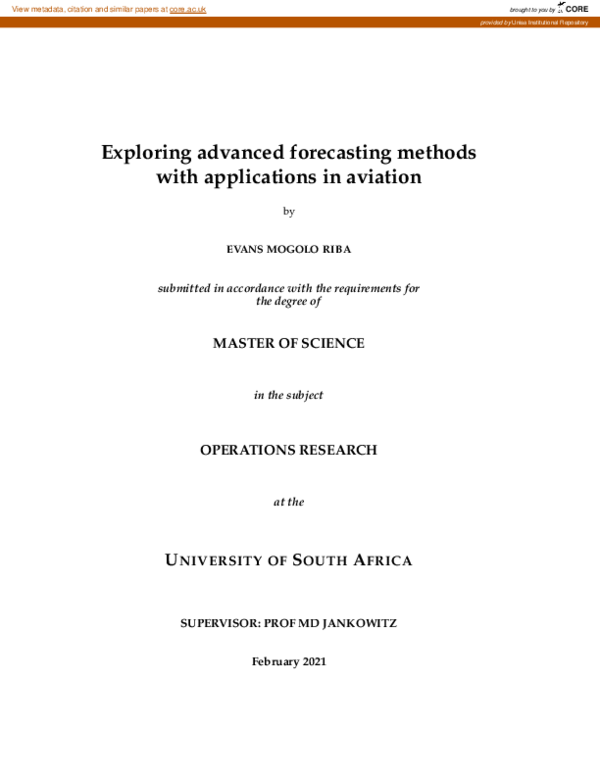 (PDF) Exploring advanced forecasting methods with applications in aviation