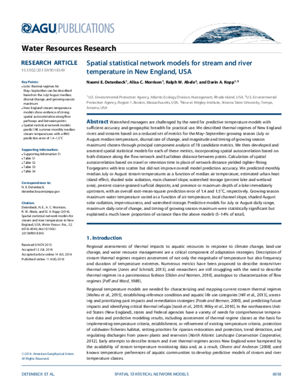 (PDF) Spatial statistical network models for stream and river ...