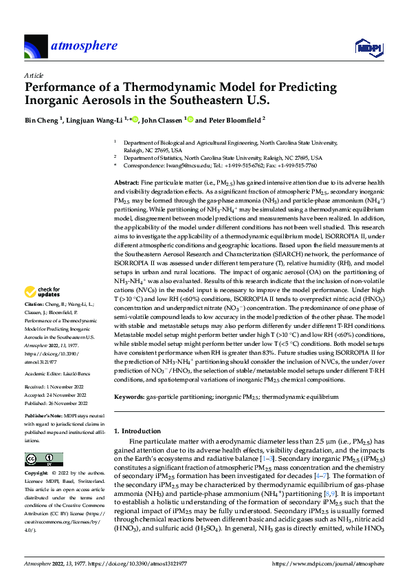 (PDF) Performance of a Thermodynamic Model for Predicting Inorganic ...