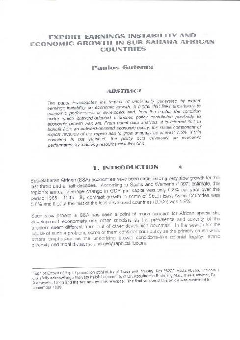 (PDF) Export Earnings Instability and Economic Growth in Sub-Sahra ...