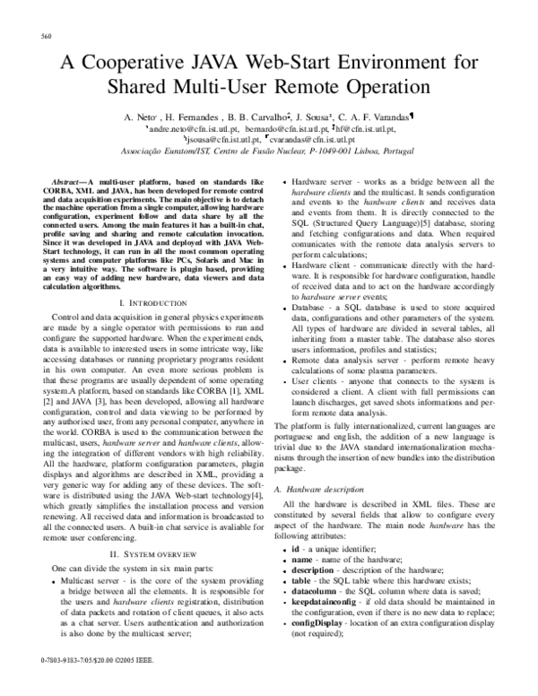 (PDF) A cooperative JAVA web-start environment for shared multi-user ...