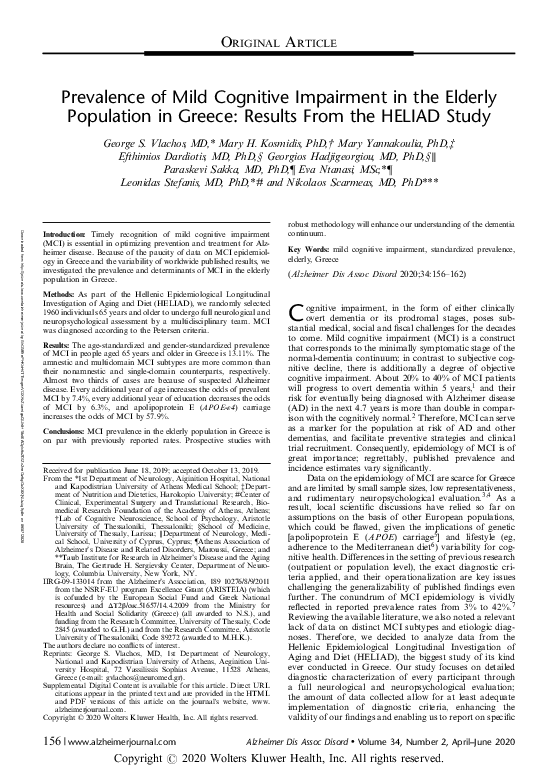 (PDF) Prevalence of Mild Cognitive Impairment in the Elderly Population ...
